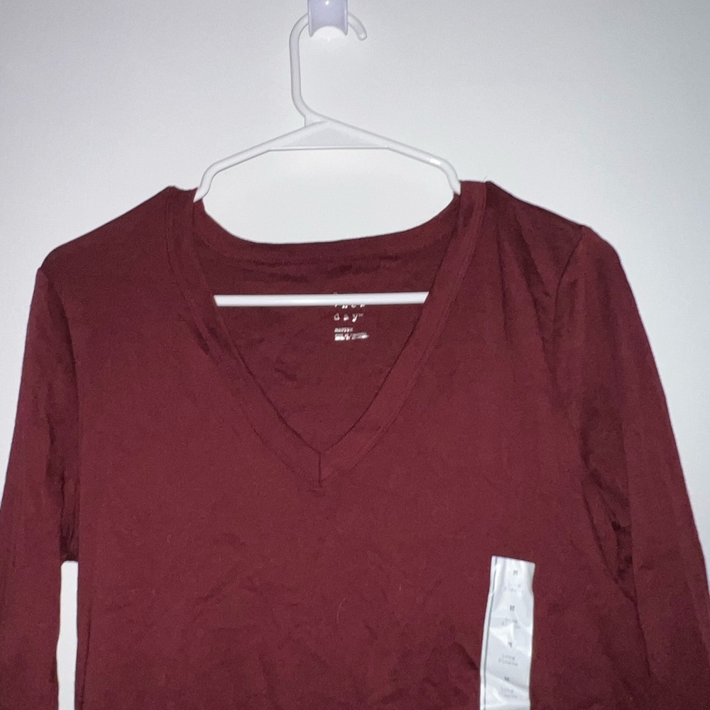 a new day Women's Long Sleeve V-Neck Top - Deep Red - Picture 5 of 6